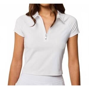 NEW GREYSON CLOTHIERS halley quarter zip cropped polo in arctic